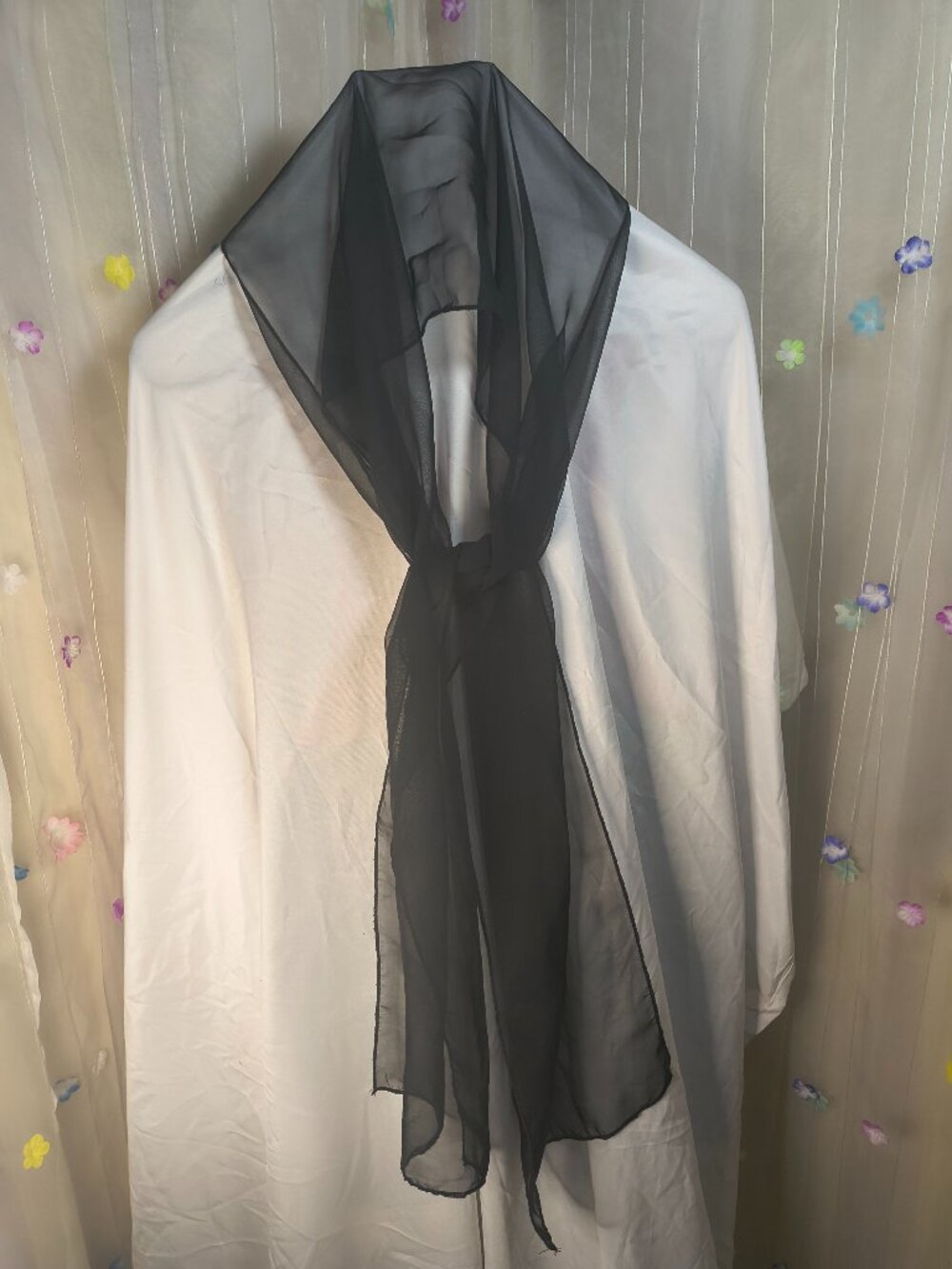 Unbranded Scarf sheer black 10 by 68 inches